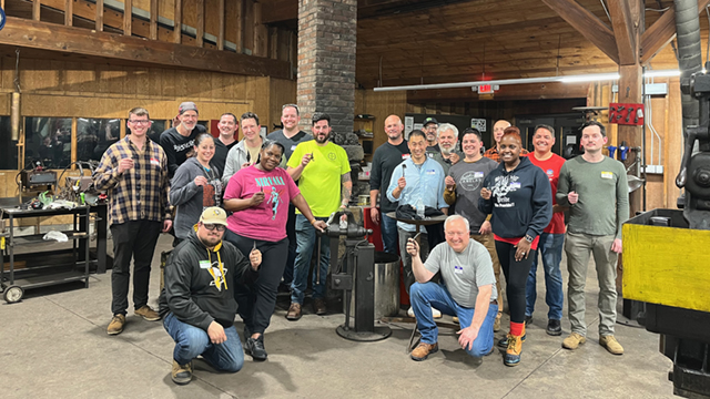 Students in Blacksmithing Studio
