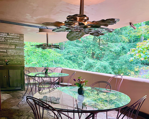 Mike Seymour ceramic chandeliers installed at Fallingwater