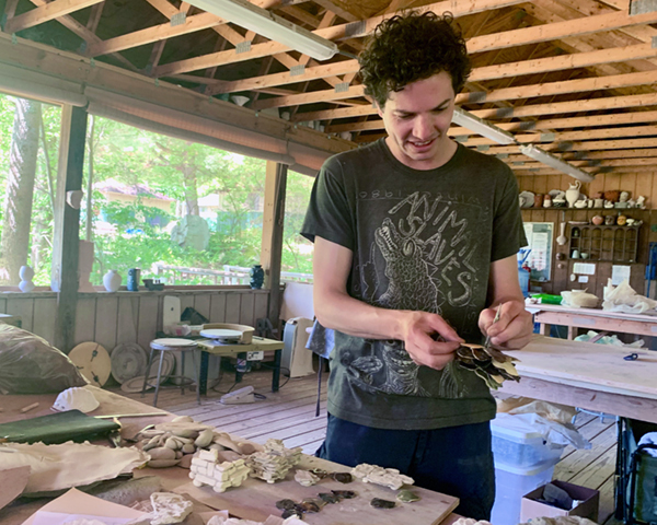 Mike Seymour creating work during his residency at Touchstone Center for Crafts